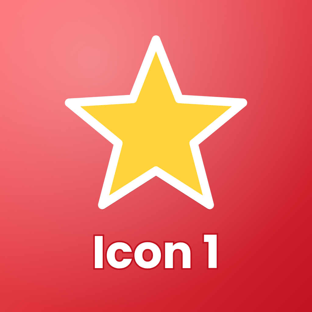 Sample test icon 1 – red background with yellow star