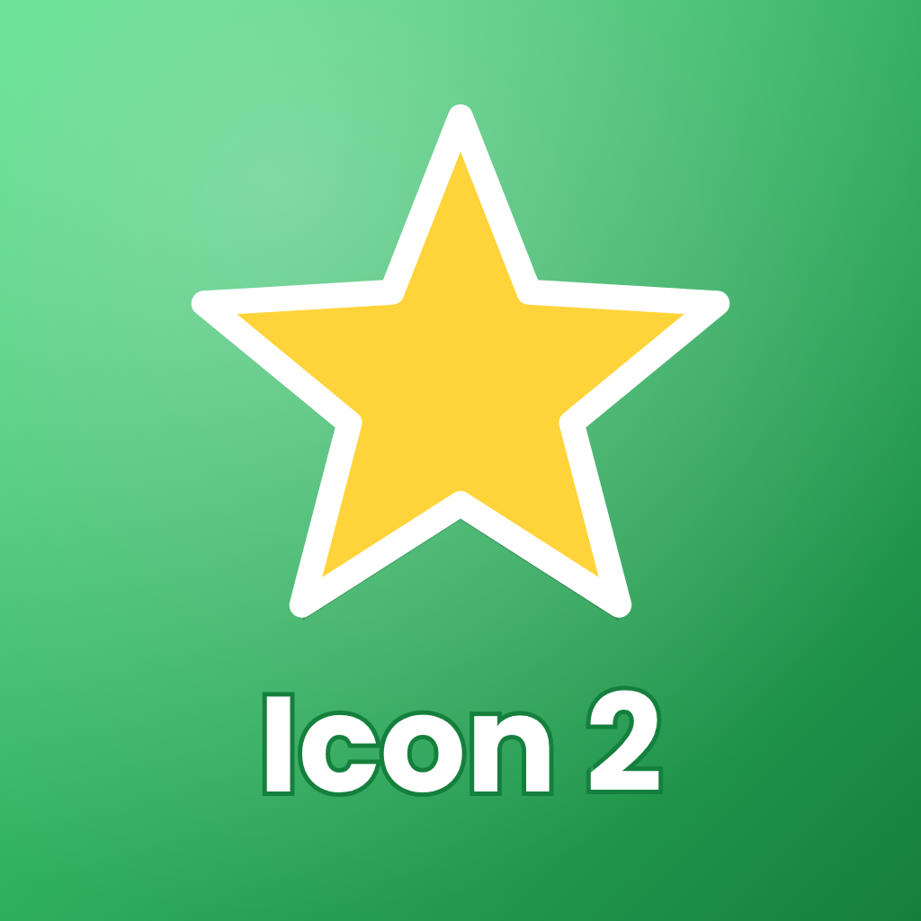 Sample test icon 2 – green background with yellow star