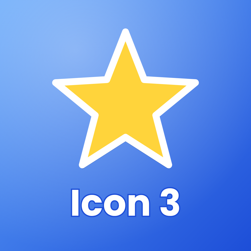 Sample test icon 3 – blue background with yellow star